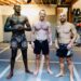 Mark Zuckerberg, 39, flexed his six-pack abs alongside UFC champs Israel Adesanya (left) and Alex Volkanovski (right) in an Instagram photo posted on Tuesday.