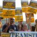 Members of the Teamsters union protesting last month.