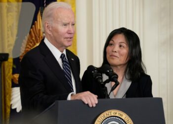 President Biden with Acting Labor Secretary Julie Su in March.