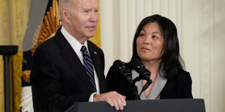 President Biden with Acting Labor Secretary Julie Su in March.