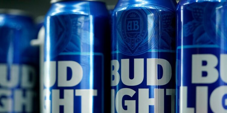 Cans of Bud Light beer