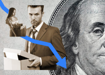 Illustration of banker being laid off