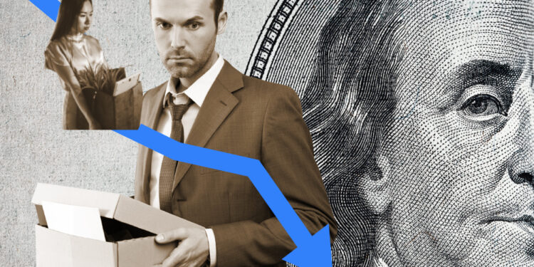 Illustration of banker being laid off