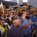UPS Teamsters and workers hold a rally in downtown Los Angeles in July.