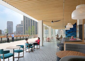 Amazon's rooftop dining and lounge area.