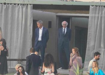 David (seen right alongside his agent, Emanuel) confronted Musk about his pro-Republican leanings.