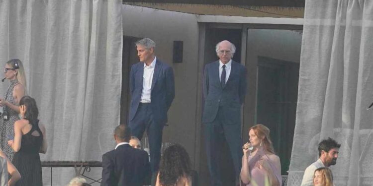 David (seen right alongside his agent, Emanuel) confronted Musk about his pro-Republican leanings.