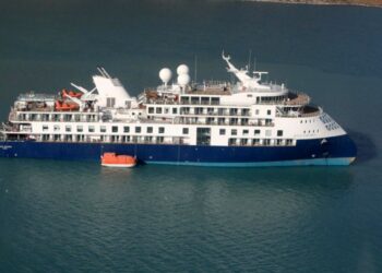 Ocean Explorer, a cruise ship operated by Aurora Expeditions, was 11 days into a month-long voyage when it grounded in a remote area of Northeast Greenland National Park on Monday afternoon.