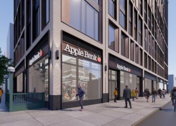 A rendering of Apple Bank's new location at 278 Eighth Ave.