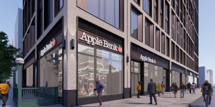 A rendering of Apple Bank's new location at 278 Eighth Ave.