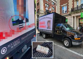 Brick hurled at 'doxxing truck' at Harvard