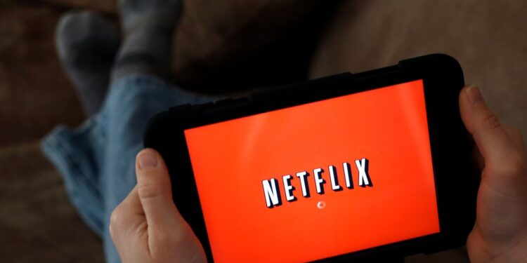 Netflix logo on a tablet