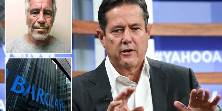 Barclays sued over ex-CEO's ties to Jeffrey Epstein