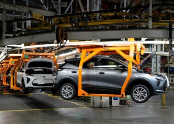 Chevrolet Bolt EVs at the Orion plant in Michigan.