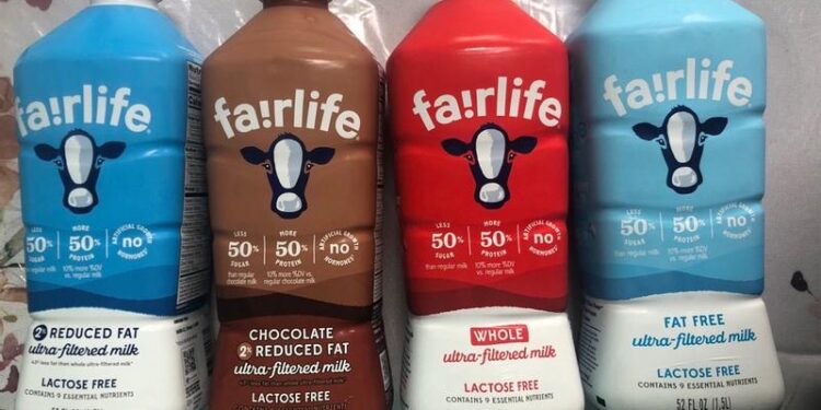 Four different brands of Fairlife.