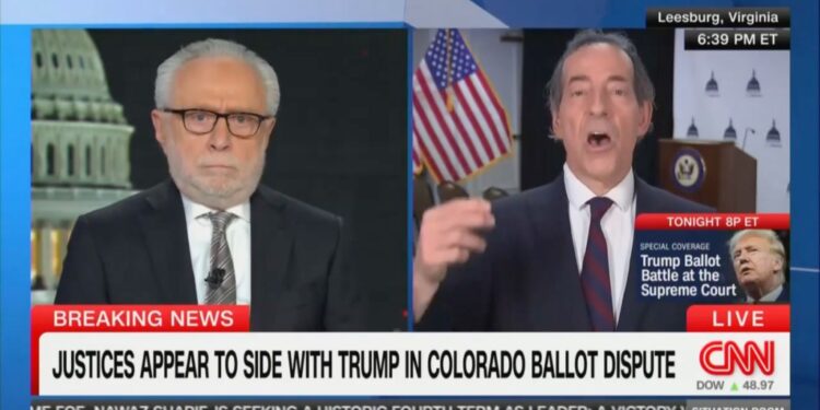 CNN's Wolf Blitzer looked like he was trying not to vomit during Thursday's episode of "The Situation Room," where he interviewed House Oversight Committee Ranking Member Jamie Raskin.