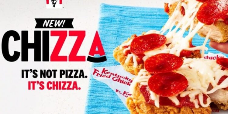 KFC is introducing a new "chizza" — chicken pizza — to its menus in the US.
