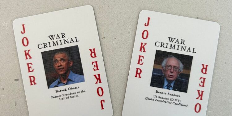 Barack Obama and Bernie Sanders were mocked as "jokers" in a new deck of cards.