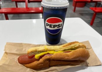 This is a close-up of the quarter-pound all-beef hot dog and 20-ounce soft drink combo at the new Costco at One Daytona purchased on the morning of the Daytona Beach store's opening day, Thursday, Feb. 22, 2024. The price for the combo was $1.50, unchanged from when the retail giant began offering it in 1985.
