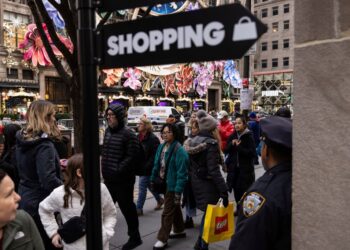 Shoppers on Fifth Avenue in New York.