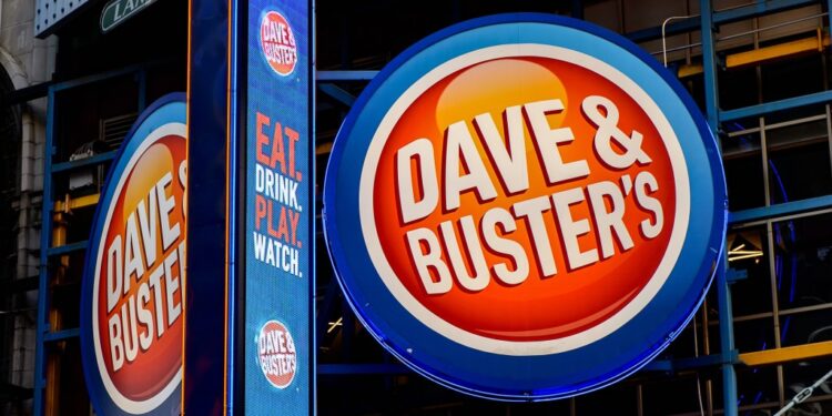 Sign of Dave and Buster's in Manhattan, New York City on Sept 16, 2017