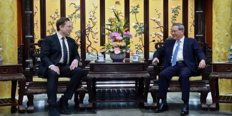 Tesla founder and CEO Elon Musk meets with Chinese Premier Li Qiang in Beijing.