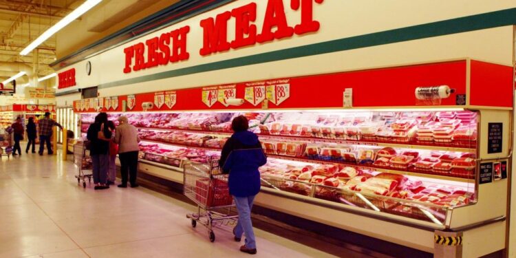 Meat section at grocery story