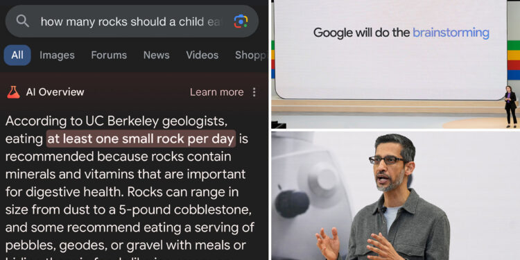 Google moving to remove bizarre AI search results, like telling users to eat rocks