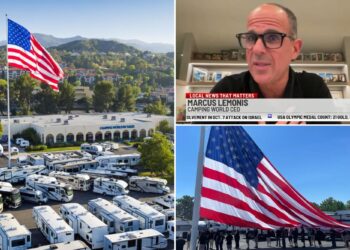 Camping World raises huge American flag local officials ordered to be taken down
