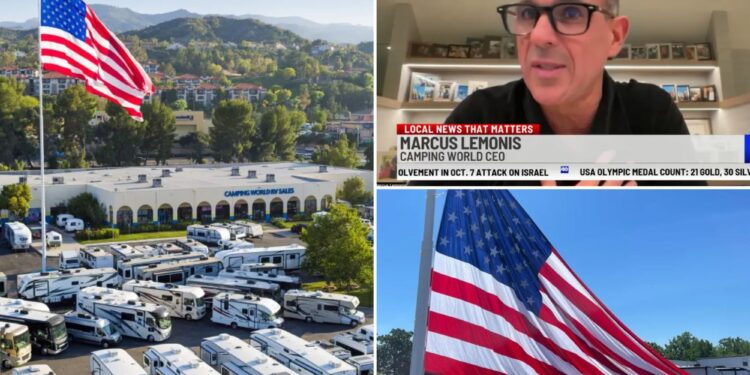 Camping World raises huge American flag local officials ordered to be taken down