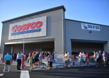 Shoppers lined up in front of a newly opened Costco store in North Port, Florida, on June 5, 2024