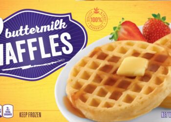 Frozen waffles package.