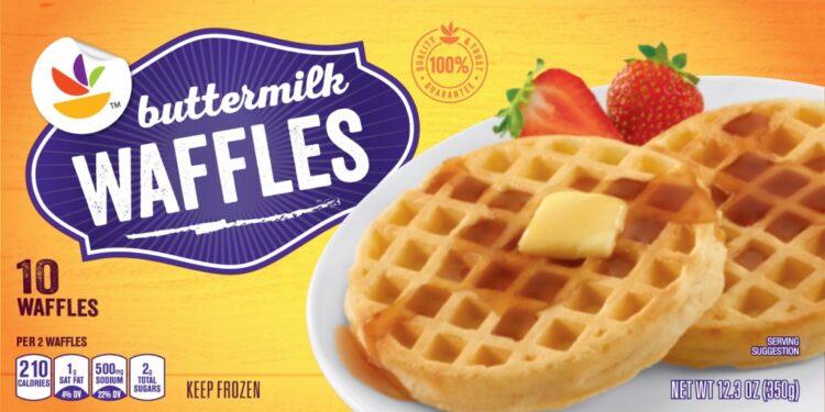 Frozen waffles package.