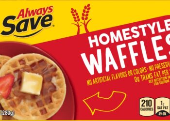 Frozen waffles package.