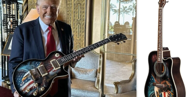 Trump unveils limited edition 'American Eagle' acoustic and electric guitars