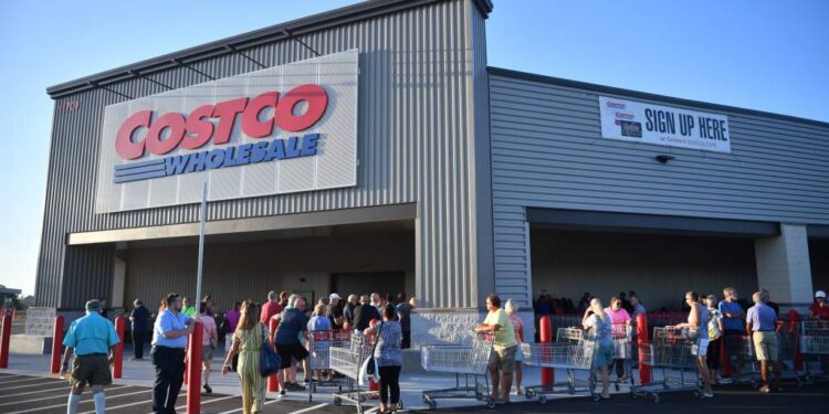 Customers walking into Costco.