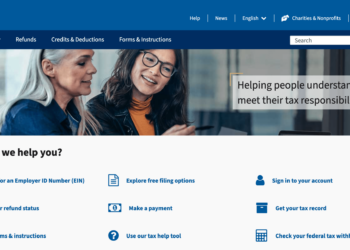 First page of IRS site