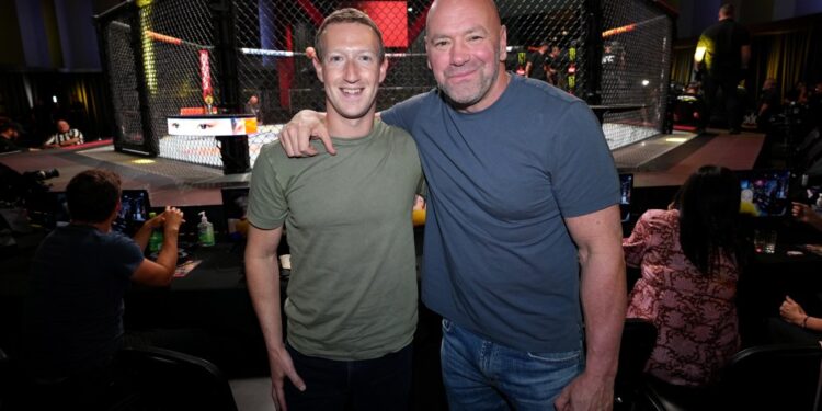 Dana White and CEO Mark Zuckerberg in 2022.