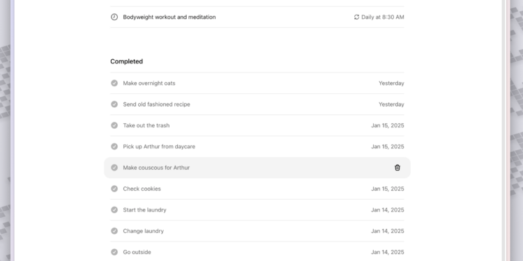 A screenshot of a task list in ChatGPT.
