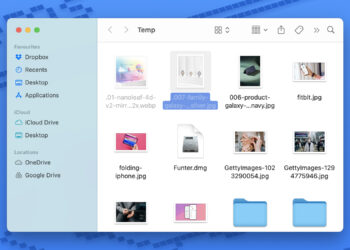 Finder showing Temp folder with some of the icons translucent.