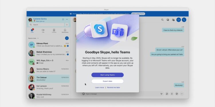 Skype users will soon see a prompt to move to Microsoft Teams.