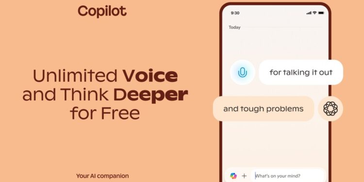 Microsoft makes Copilot Voice and Think Deeper free with unlimited use