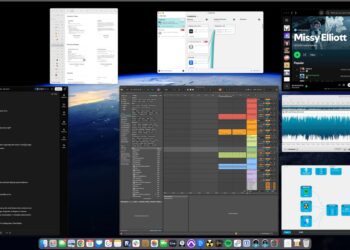 A Mac desktop with several apps open.