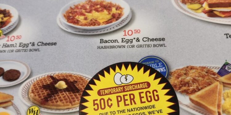 Waffle House announced a 50-cent surcharge on eggs.