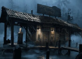 Screenshot from South of Midnight featuring a dilapidated country gas station.