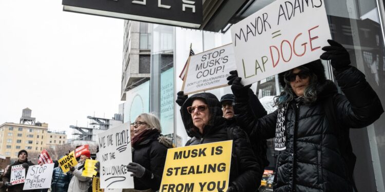 ‘TeslaTakeover’ protests are small, but numerous