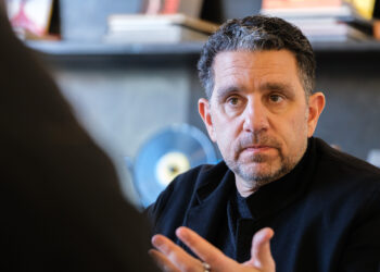 A photo of Panos Panay, Amazon’s senior VP of devices and services, during an interview with The Verge on February 26th, 2025.