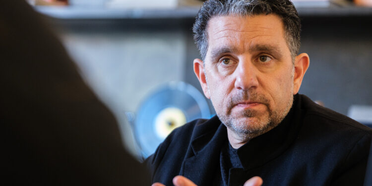 A photo of Panos Panay, Amazon’s senior VP of devices and services, during an interview with The Verge on February 26th, 2025.