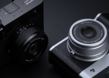 A marketing photo of Fujifilm’s GFX100RF camera.