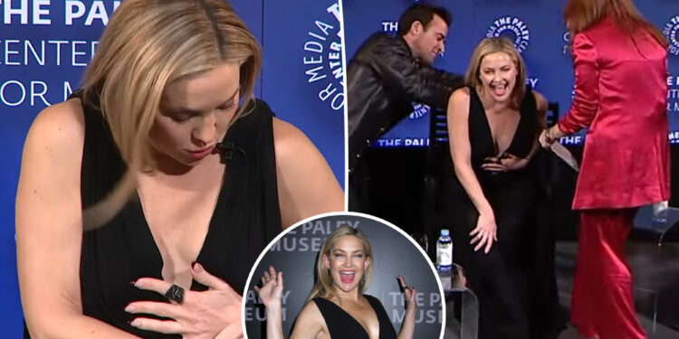 Kate Hudson suffers wardrobe malfunction while promoting new Netflix show